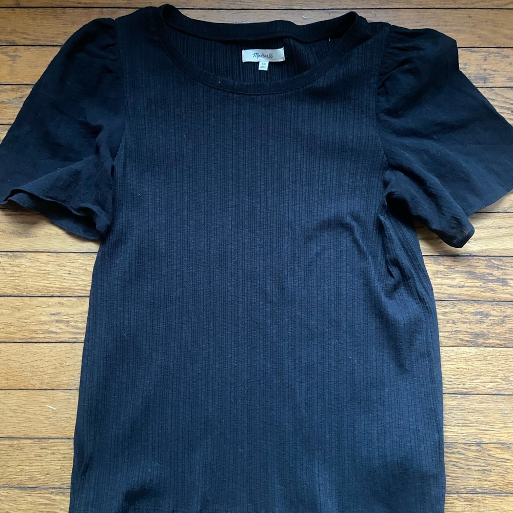 Madewell Black Puff Sleeve Top never worn